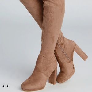 Tan suede over the knee boots